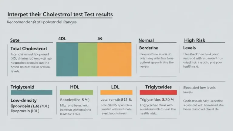 Infografika pokazująca normy cholesterolu całkowitego, HDL, LDL i tryglicerydów z podziałem na wartości idealne, graniczne i wysokie