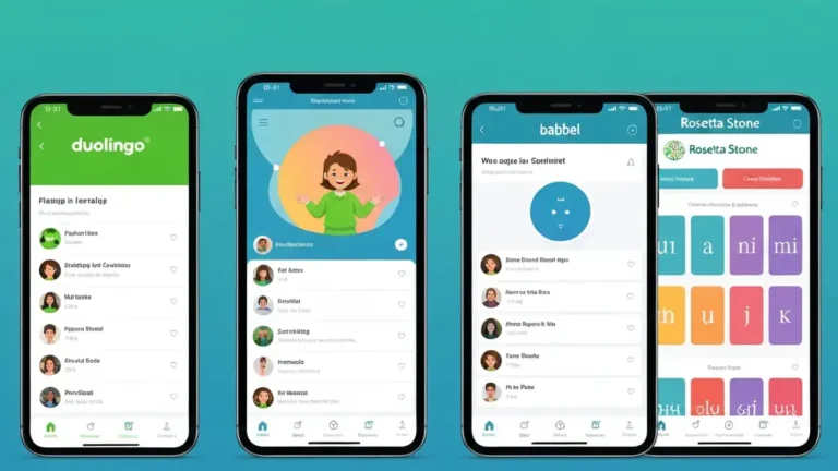 Porównanie trzech aplikacji do nauki języków obcych: Duolingo, Babbel i Rosetta Stone na ekranach telefonów i komputerów