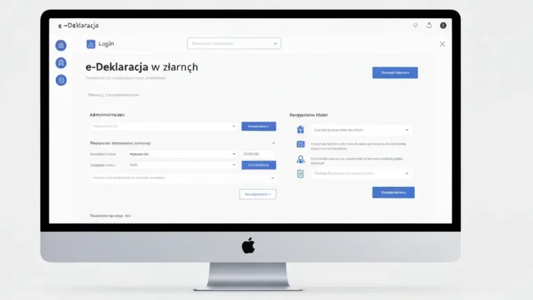 Ekran komputera pokazujący interfejs aplikacji e-Deklaracja z formularzem deklaracji podatkowej online