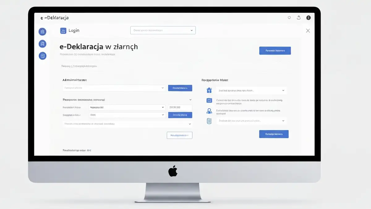 Ekran komputera pokazujący interfejs aplikacji e-Deklaracja z formularzem deklaracji podatkowej online