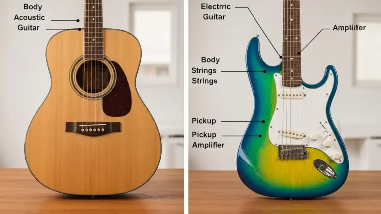 Gitara akustyczna i elektryczna obok siebie – porównanie wizualne dla początkujących
