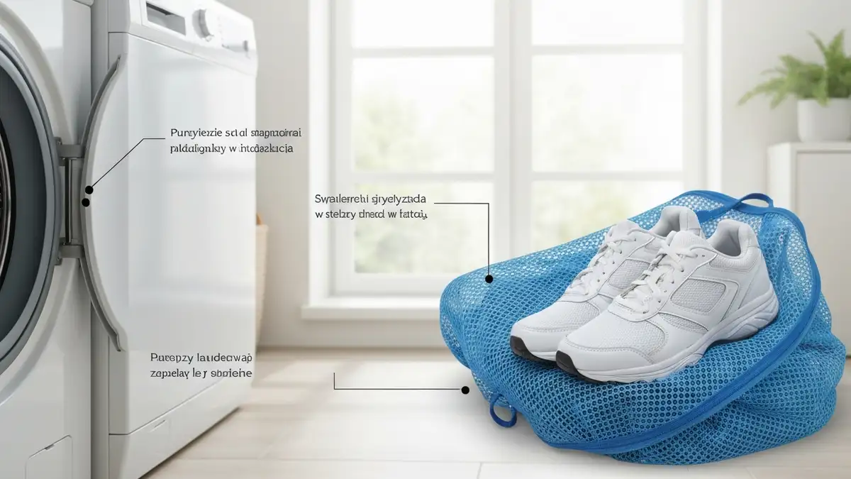 Buty sportowe w worku do prania w pralce automatycznej