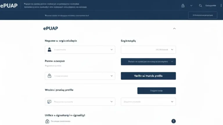 Ekran logowania ePUAP z formularzem rejestracji i przyciskami metod weryfikacji
