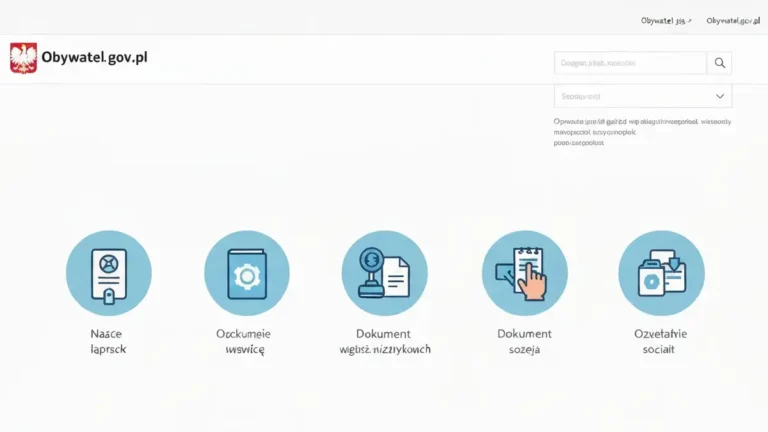 Ekran portalu Obywatel.gov.pl z formularzem logowania i ikonami usług publicznych