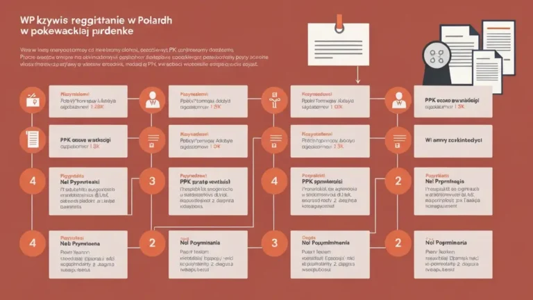 Infografika pokazująca proces zapisania się do PPK ze stopniami rejestracji i wymaganymi dokumentami