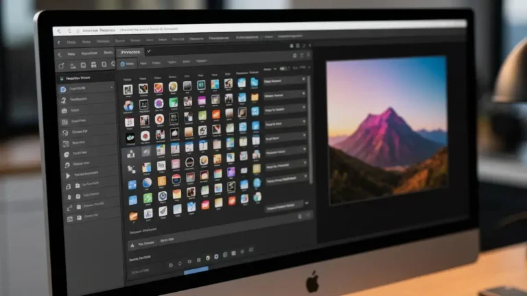 Okno Lightroom z panelem presetów i kolorową bibliotekę gotowych filtrów fotograficznych