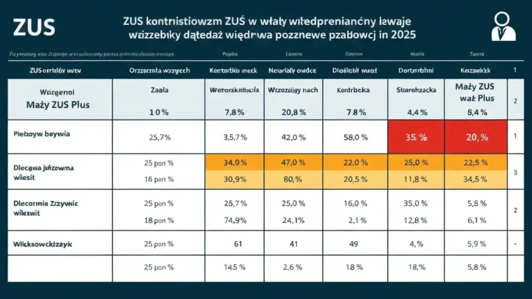 Tabela ze stawkami składek ZUS dla przedsiębiorców w 2025 roku – mały ZUS plus i systemy preferencyjne